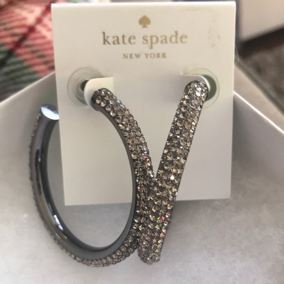 New Kate Spade black/diamond Razzle Dazzle hoop earrings.